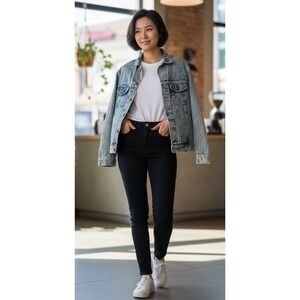 Vintage GAP Denim Jean Jacket Embellish Acid Wash Blue Retro Y2K Artsy Size L